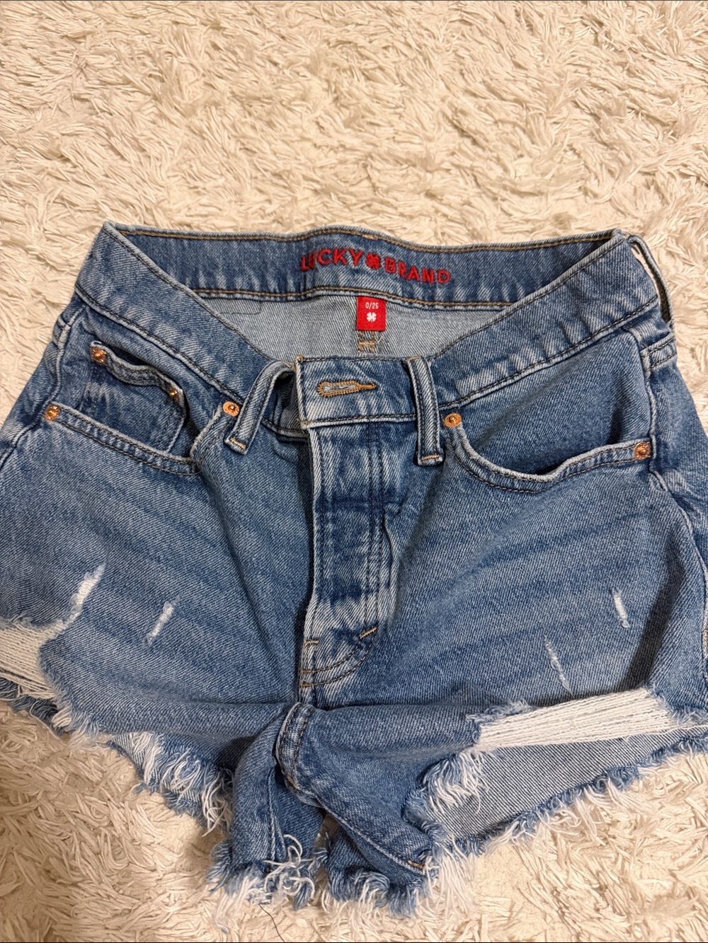 Lucky Brand Light Blue Distressed Denim Shorts